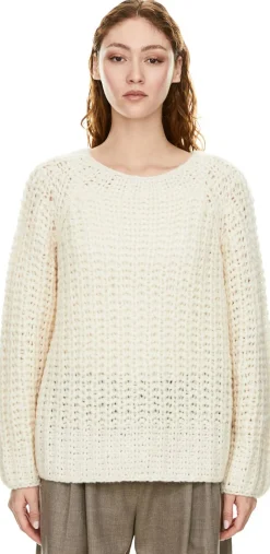 Handgestrickter Cashmere-Seidenpullover 'Valencia' Ecru
