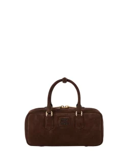 Handtasche 'Arcadie' aus Veloursleder Dunkelbraun