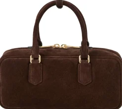 Handtasche 'Arcadie' aus Veloursleder Dunkelbraun