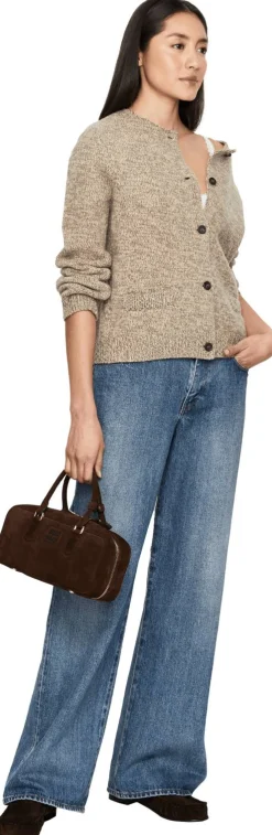 Handtasche 'Arcadie' aus Veloursleder Dunkelbraun