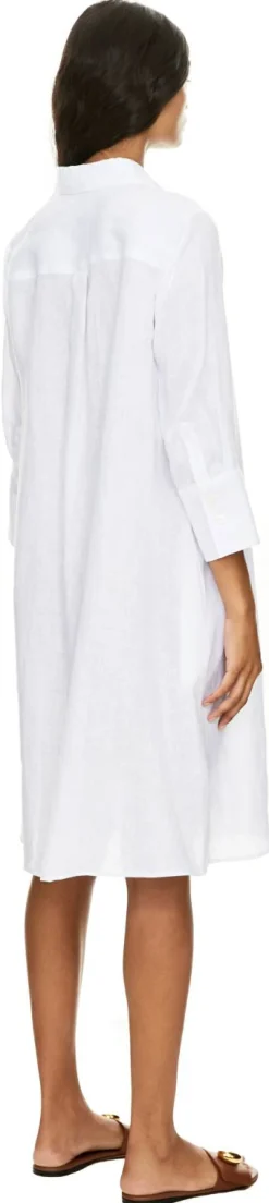 Hemdblusenkleid 'Lena' aus Leinen Weiß