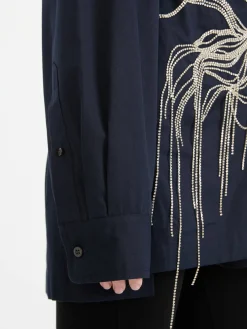 Hemd 'Clicks' mit Strass-Verzierung Marineblau