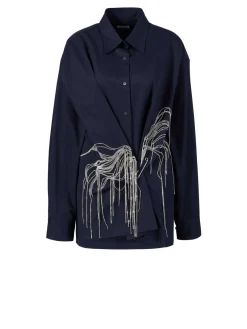 Hemd 'Clicks' mit Strass-Verzierung Marineblau
