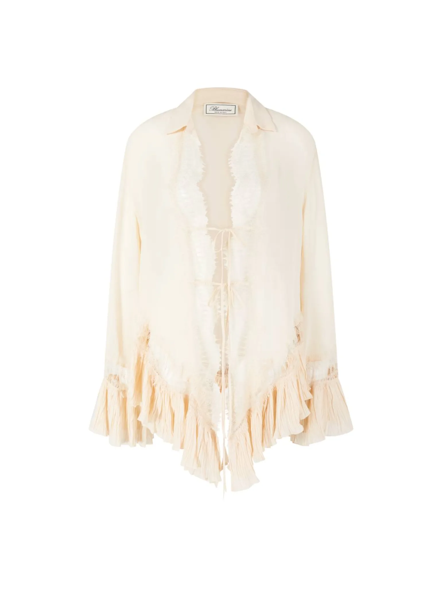 Hemd 'Georgette' mit Spitzenbesatz Beige