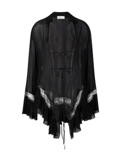 Hemd 'Georgette' mit Spitzenbesatz Schwarz