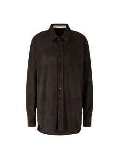 Hemdjacke 'Julian' aus Lammveloursleder Dunkelbraun