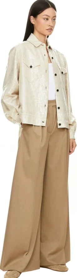 Hemdjacke mit Pailletten Beige