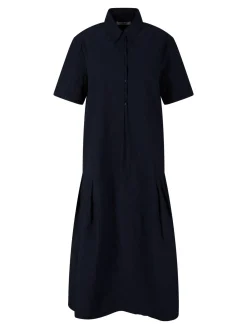 Hemdkleid aus geknitterter Baumwolle Marineblau