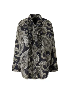 Hemd 'Shredded Seam Ruffle' mit Rüschen Schwarz
