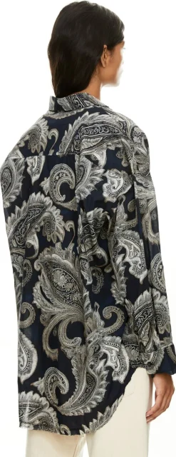 Hemd 'Shredded Seam Ruffle' mit Rüschen Schwarz
