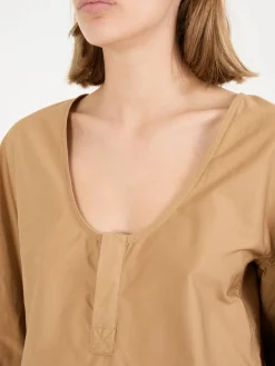 Henley-Bluse Beige