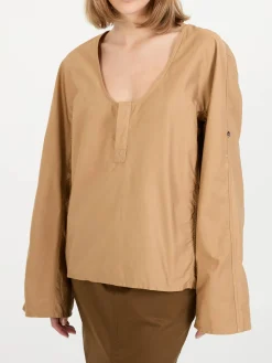 Henley-Bluse Beige