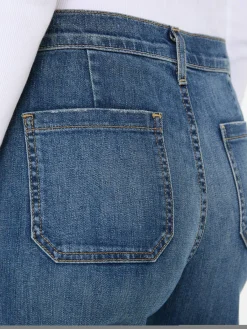 High-Rise-Bootcut Jeans 'Florence' Blau