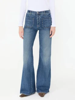 High-Rise-Bootcut Jeans 'Florence' Blau