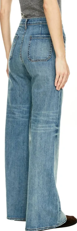 High-Rise-Bootcut Jeans 'Florence' Mittelblau