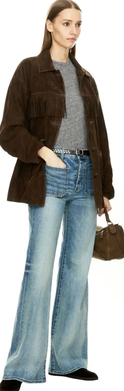 High-Rise-Bootcut Jeans 'Florence' Mittelblau