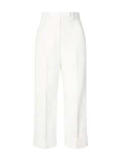 High-Rise Stoffhose mit Bügelfalten Crème