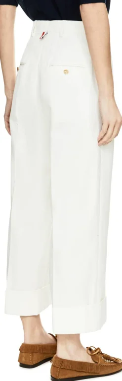 High-Rise Stoffhose mit Bügelfalten Crème