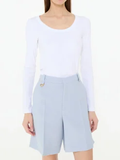 High-Waisted Wollshorts Hellblau
