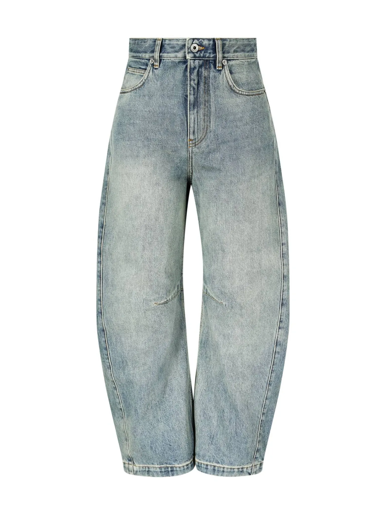 High-Waist Jeans 'Barrel' mit Anagram Stickerei Mittelblau
