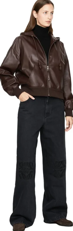 Hoodie 'Flamenco' aus Lammleder Dunkelbraun