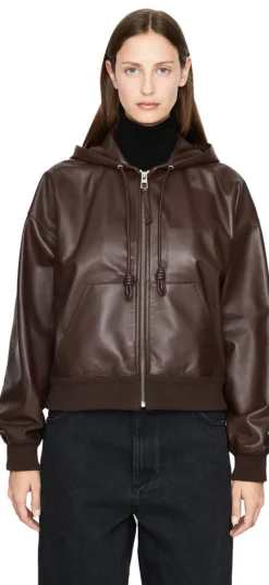 Hoodie 'Flamenco' aus Lammleder Dunkelbraun