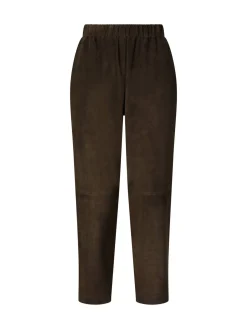 Hose 'Carrot' aus Veloursleder Braun