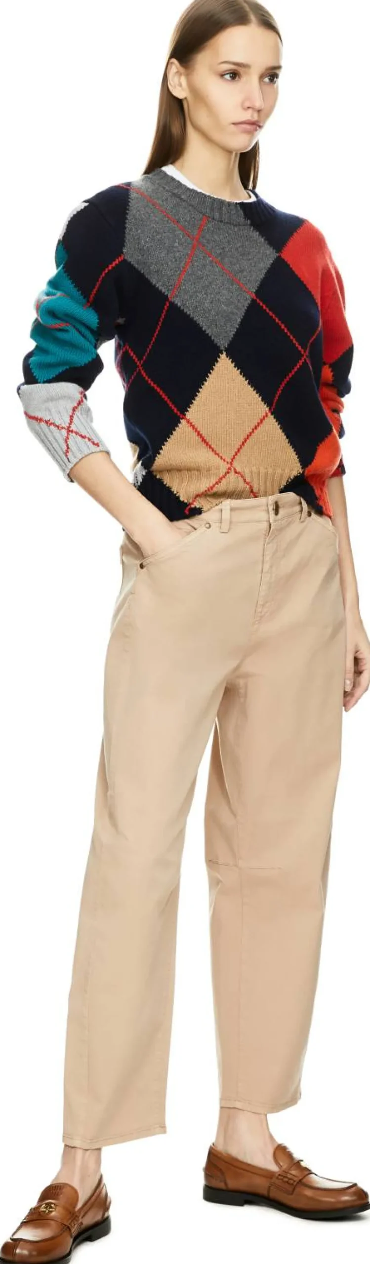 Hose 'Mickie' mit O-Shape Taupe