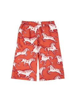 Hose mit Pferde-Print aus Popeline Rot