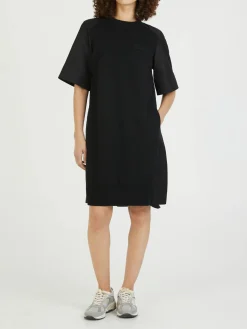 Hybridkleid aus Baumwoll-Gabardine Schwarz