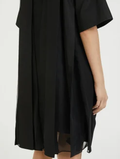 Hybridkleid aus Baumwoll-Gabardine Schwarz