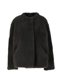 Jacke 'Goccia' aus Shearling Moosgrün
