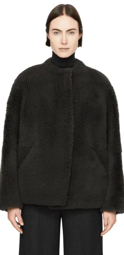Jacke 'Goccia' aus Shearling Moosgrün