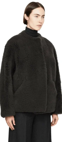 Jacke 'Goccia' aus Shearling Moosgrün