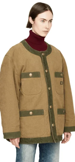 Jacke 'Trimmed' mit Cordbesatz Khaki