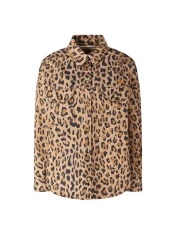 Jeansjacke 'Simba' mit Leopardenmuster Beige