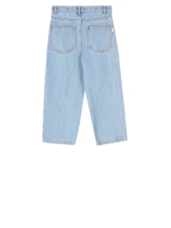 Jeans mit Erdbeer-Stickerei Blau