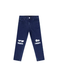 Jeans mit Monster Grafik Dunkelblau