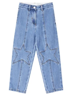 Jeans mit Sternen-Stickerei Blau