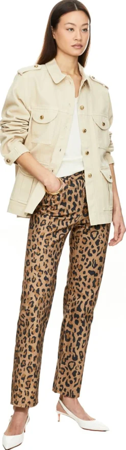 Jeans 'Simba' mit Leopardenmuster Beige