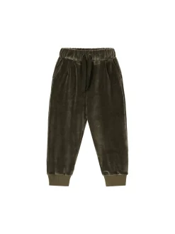 Jogginghose 'Velvet' aus Samt Olivgrün