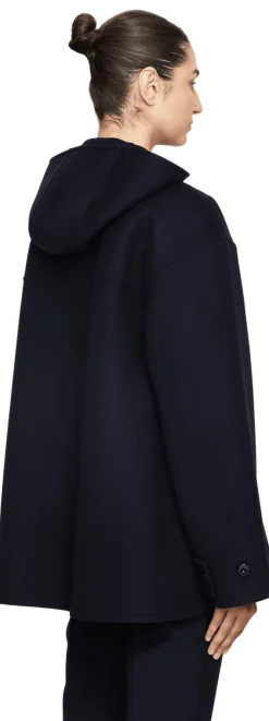 Kapuzenjacke aus Wolle Marineblau
