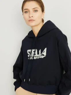 Kapuzenpullover mit Logo-Print Marineblau