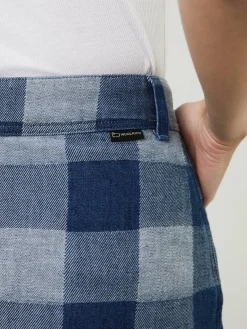 Karierter Jeansrock Blau