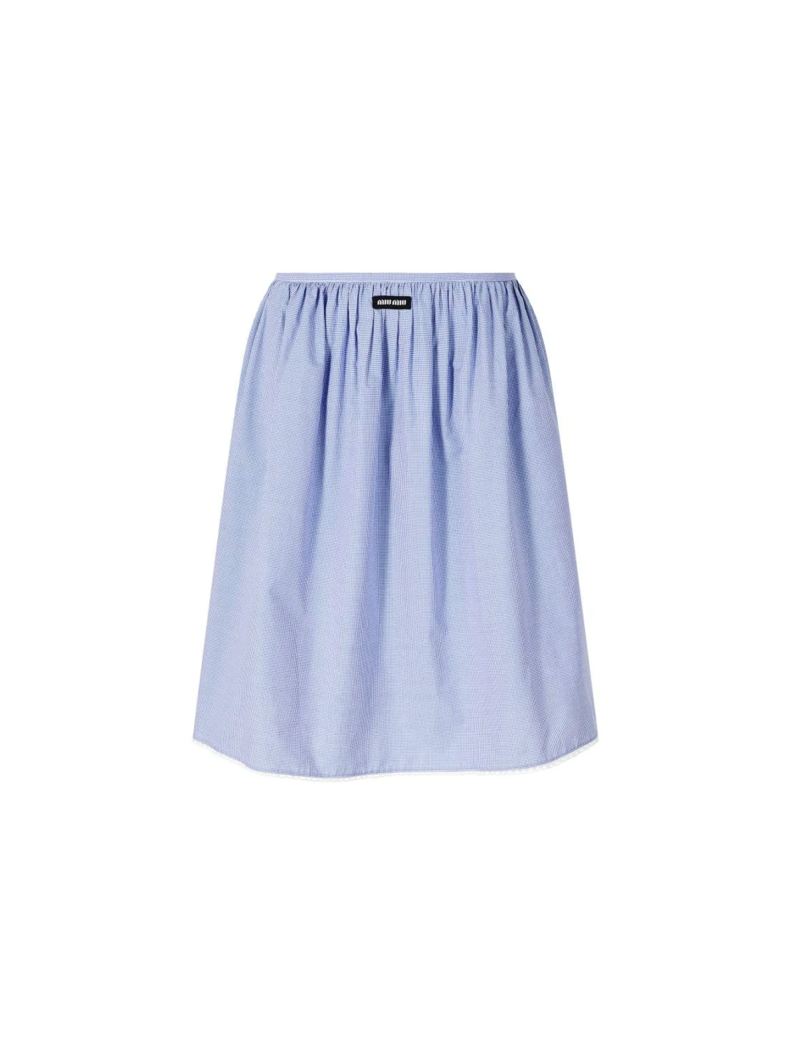 Karierter Midirock aus Popeline Hellblau