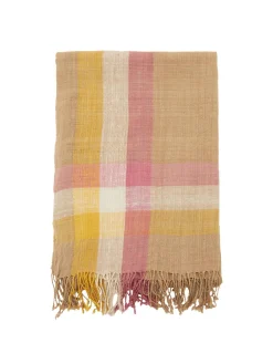Karierter Seidenschal Pink/Beige