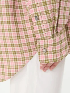 Kariertes Boxy Hemd Pink/Olivgrün