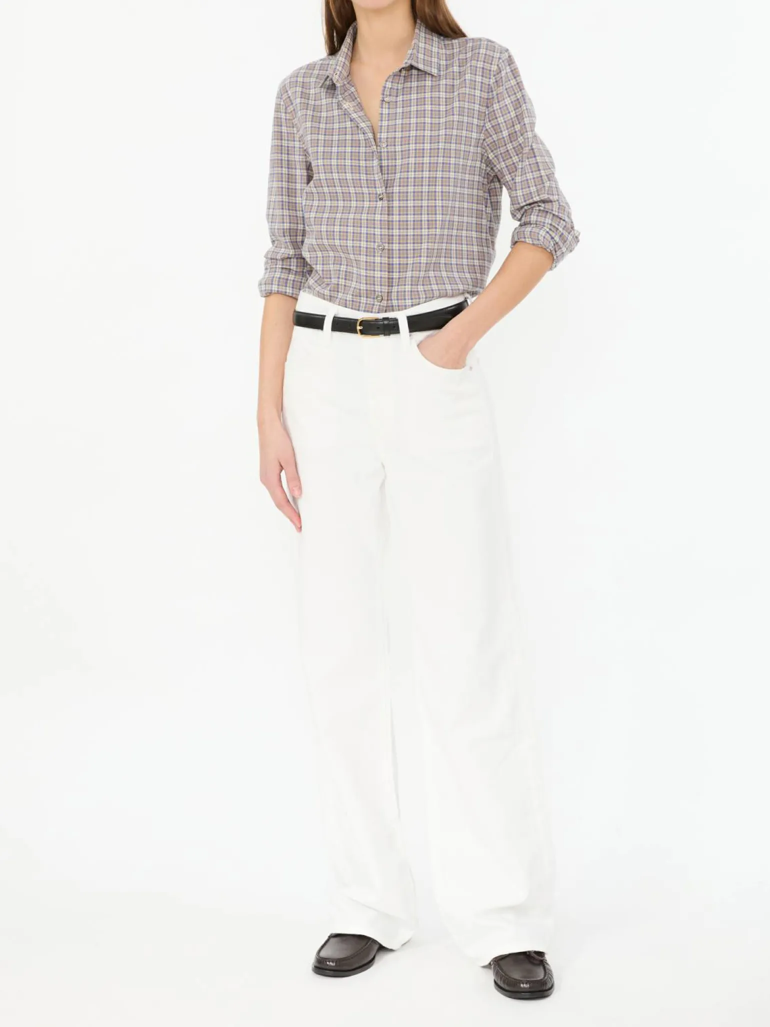 Kariertes Hemd Beige/Blau