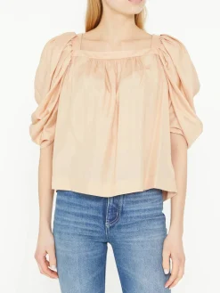 Kastige Seidenbluse Rosé