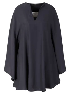 Kiton Seidenbluse mit Volantärmel Grau